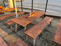 Hutten - houten terrasset tafel met 2 banken - afbeelding 1 van  7