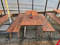 Hutten - houten terrasset tafel met 2 banken - afbeelding 2 van  7