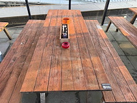 Hutten - houten terrasset tafel met 2 banken - afbeelding 6 van  7