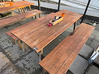 Hutten - houten terrasset tafel met 2 banken - afbeelding 4 van  7
