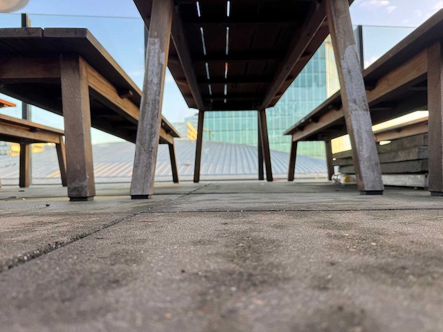 Hutten - houten terrasset tafel met 2 banken - afbeelding 6 van  7