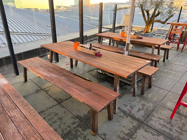 Hutten - houten terrasset tafel met 2 banken - afbeelding 7 van  7