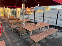Hutten - houten terrasset tafel met 2 banken - afbeelding 2 van  8