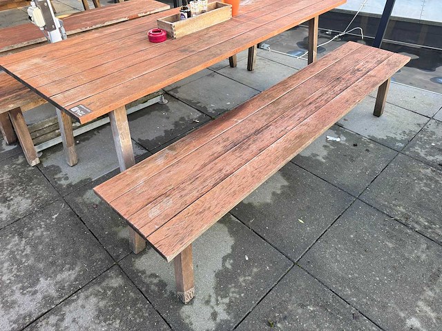 Hutten - houten terrasset tafel met 2 banken - afbeelding 3 van  8