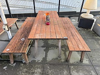 Hutten - houten terrasset tafel met 2 banken - afbeelding 5 van  8