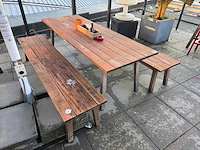 Hutten - houten terrasset tafel met 2 banken - afbeelding 6 van  8