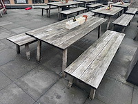 Hutten - houten terrasset tafel met 2 banken - afbeelding 1 van  6