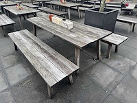 Hutten - houten terrasset tafel met 2 banken - afbeelding 3 van  6