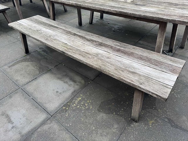 Hutten - houten terrasset tafel met 2 banken - afbeelding 4 van  6