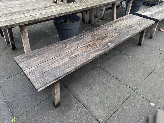 Hutten - houten terrasset tafel met 2 banken - afbeelding 5 van  6