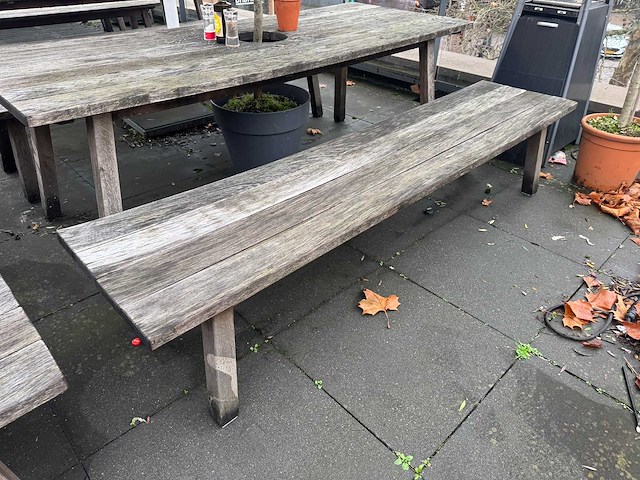 Hutten - houten terrasset tafel met 2 banken - afbeelding 5 van  7