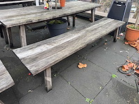Hutten - houten terrasset tafel met 2 banken - afbeelding 5 van  7