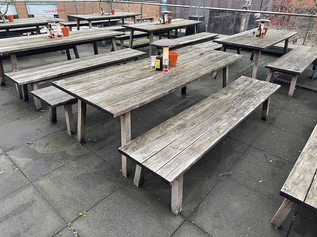 Hutten - houten terrasset tafel met 2 banken - afbeelding 1 van  6