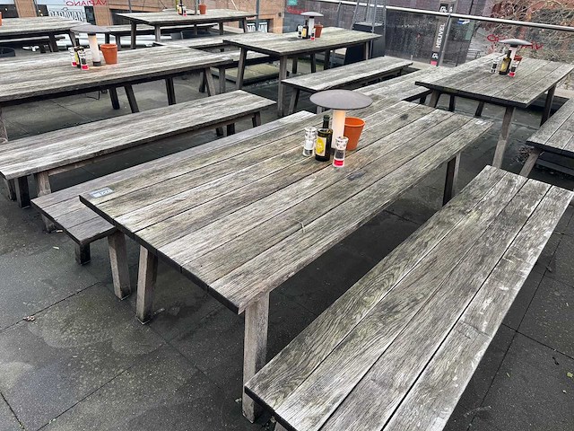 Hutten - houten terrasset tafel met 2 banken - afbeelding 4 van  6