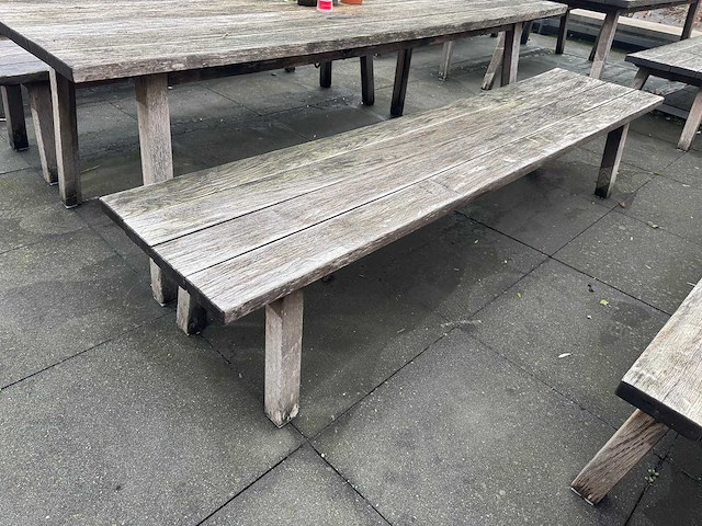 Hutten - houten terrasset tafel met 2 banken - afbeelding 5 van  6
