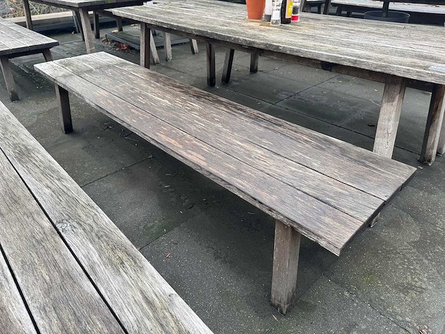 Hutten - houten terrasset tafel met 2 banken - afbeelding 6 van  6