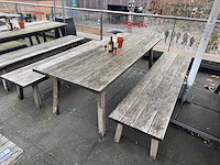 Hutten - houten terrasset tafel met 2 banken - afbeelding 1 van  7