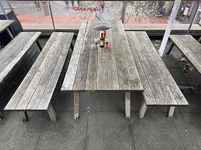 Hutten - houten terrasset tafel met 2 banken - afbeelding 3 van  7