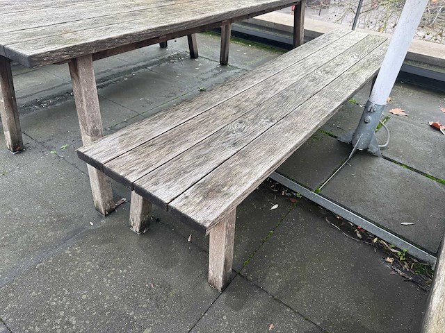 Hutten - houten terrasset tafel met 2 banken - afbeelding 5 van  7