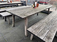 Hutten - houten terrasset tafel met 2 banken - afbeelding 6 van  7