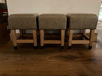 Hutten - kruk met lederen zitting (3x) - afbeelding 3 van  4