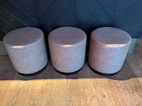Hutten - lederen poef ø 40 cm (3x) - afbeelding 1 van  6