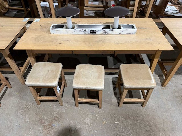Hutten - restauranttafel met 6 krukken (2x) - afbeelding 4 van  8