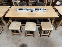 Hutten - restauranttafel met 6 krukken (2x) - afbeelding 4 van  8