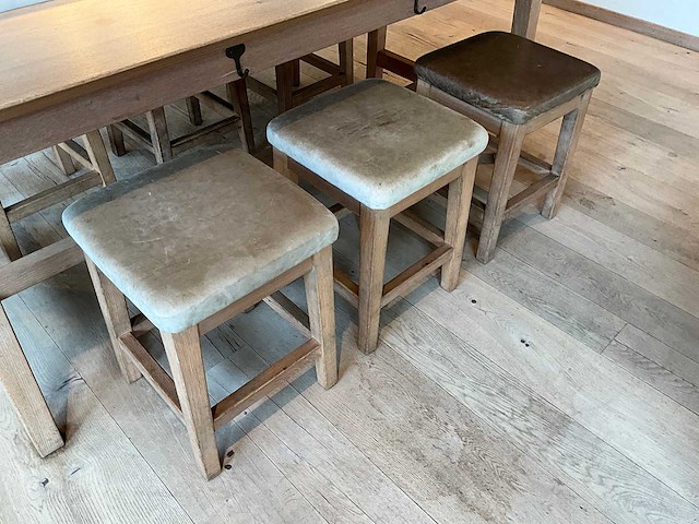 Hutten - restauranttafel met 6 krukken - afbeelding 5 van  6