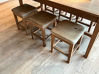 Hutten - restauranttafel met 6 krukken - afbeelding 6 van  6