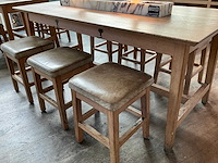 Hutten - restauranttafel met 6 lage krukken - afbeelding 4 van  6