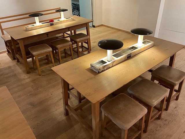 Hutten - restauranttafel met marmeren opbouw en verlichting (2x) - afbeelding 1 van  6