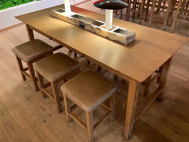 Hutten - restauranttafel met marmeren opbouw en verlichting (2x) - afbeelding 6 van  6