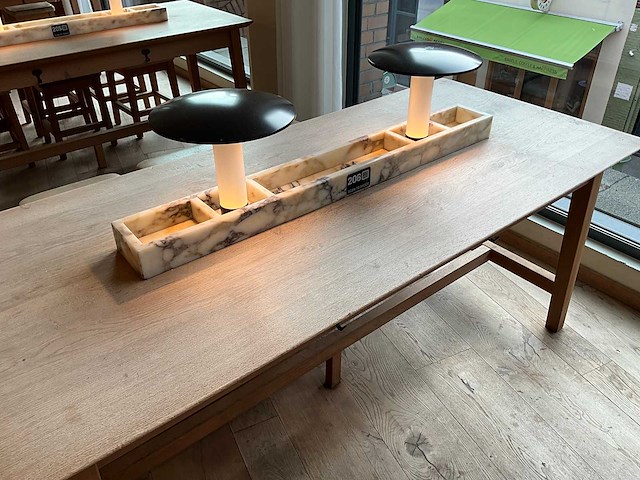 Hutten - restauranttafel met marmeren opbouw & verlichting (2x) - afbeelding 2 van  6