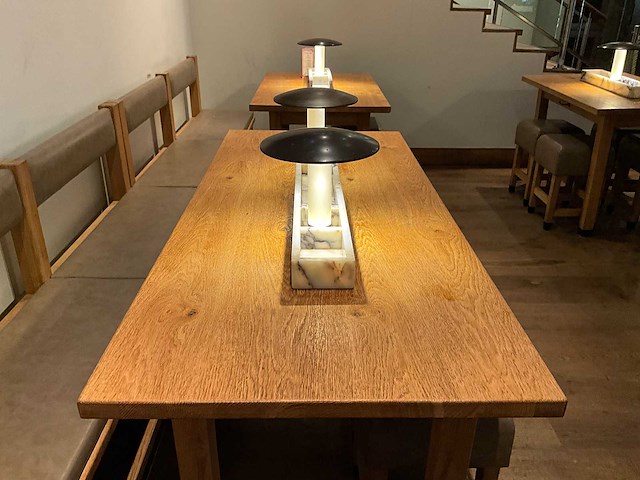 Hutten - set van halfhoge tafels (2x), banken (2x) & krukken (5x) - afbeelding 3 van  8