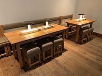 Hutten - set van halfhoge tafels (2x), banken (2x) & krukken (5x) - afbeelding 1 van  8