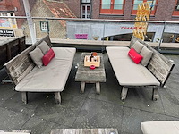 Hutten - terrasset 2 banken met 1 houten tafel - afbeelding 2 van  5