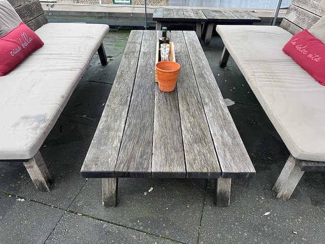 Hutten - terrasset 2 banken met 1 houten tafel - afbeelding 4 van  5