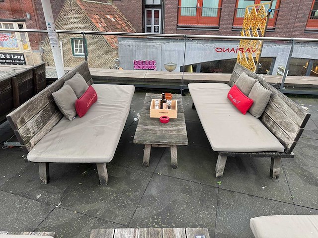 Hutten - terrasset 2 banken met 1 houten tafel - afbeelding 2 van  5