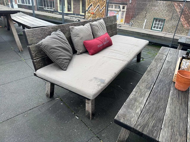 Hutten - terrasset 2 banken met 1 houten tafel - afbeelding 5 van  5