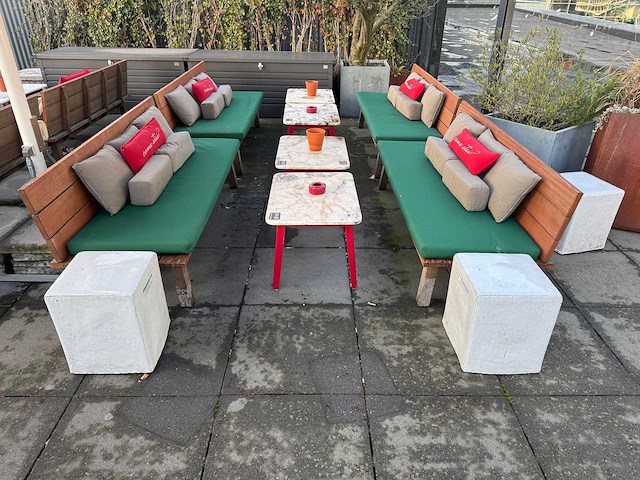 Hutten - terrasset 2 banken met 2 marmeren tafels - afbeelding 2 van  6