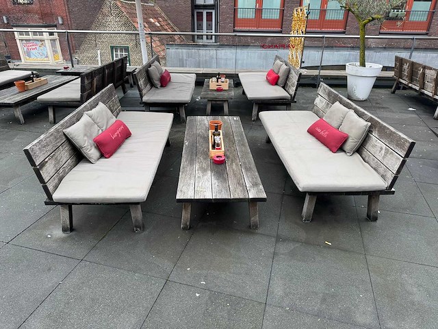 Hutten - terrasset 2 banken met houten tafel - afbeelding 2 van  6