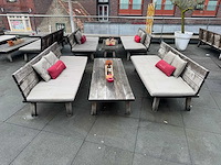 Hutten - terrasset 2 banken met houten tafel - afbeelding 2 van  6