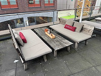 Hutten - terrasset 2 banken met houten tafel - afbeelding 3 van  6