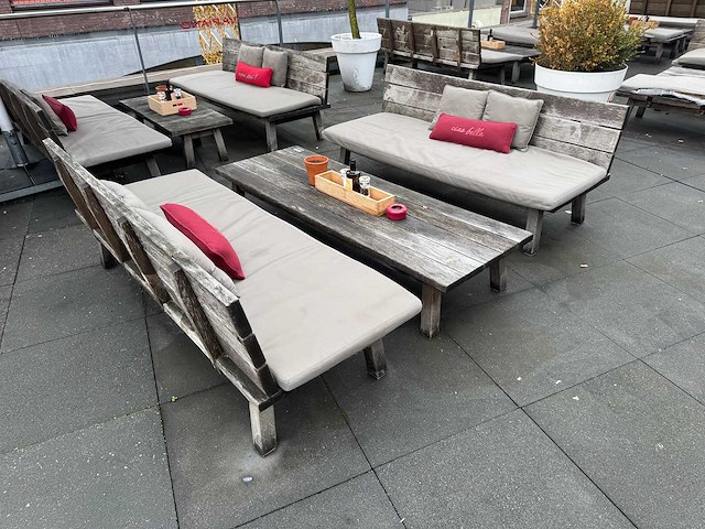 Hutten - terrasset 2 banken met houten tafel - afbeelding 3 van  6