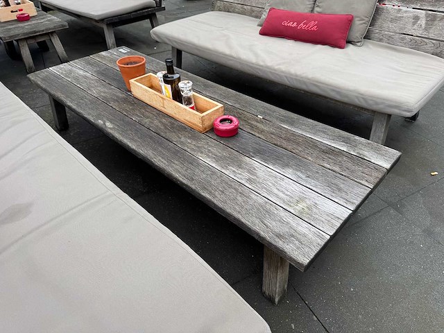 Hutten - terrasset 2 banken met houten tafel - afbeelding 5 van  6