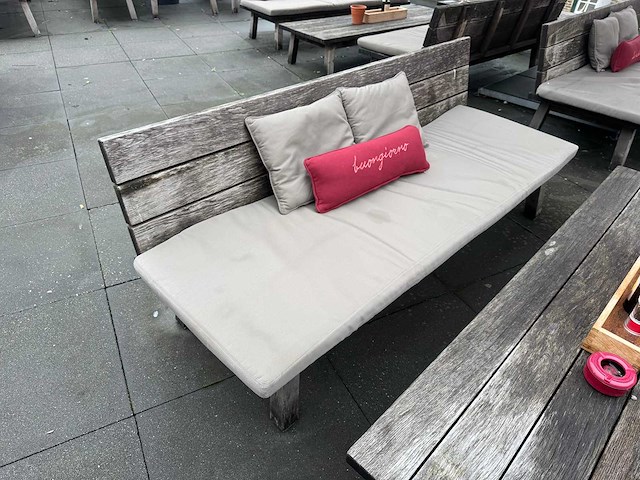 Hutten - terrasset 2 banken met houten tafel - afbeelding 6 van  6