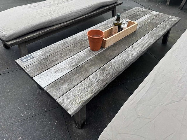 Hutten - terrasset 2 banken met houten tafel - afbeelding 4 van  6