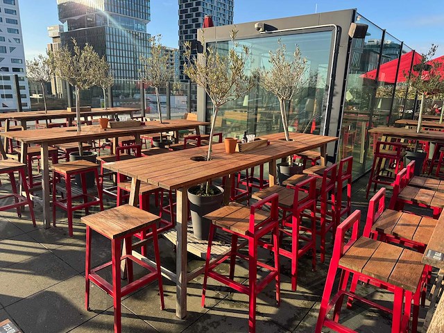 Hutten - terrasset bartafel met 10 krukken - afbeelding 1 van  11