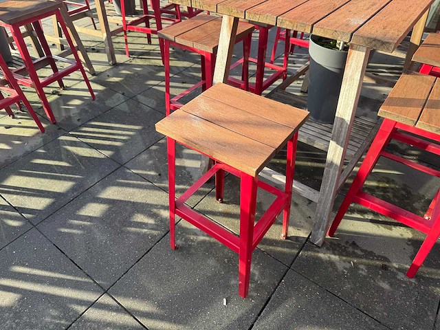 Hutten - terrasset bartafel met 10 krukken - afbeelding 10 van  12